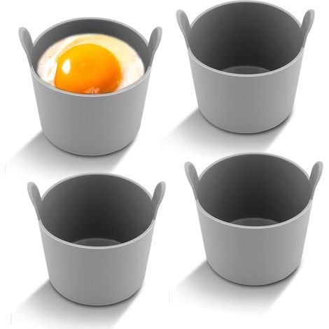 4 ramequines para freidora de aire, dispensador de huevos reutilizable de silicona para freidora de aire con asas, moldes para huevos escalfados para freidora de aire, accesorios de cocina para freír  (1/5)