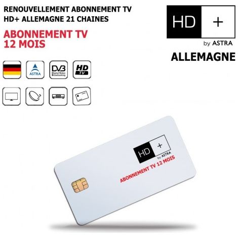 Renouvellement Abonnement Tv HD+ 12 Mois Allemagne 21 Chaines Nationales et Internationales, HD, MTV Disney Chanel (1/4)