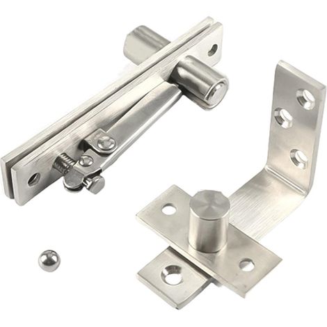 Axe de pivot robuste en acier inoxydable pour porte en bois – Rotation à 360 degrés – Charnière à axe dissimulé (Acier inoxydable 201 / Type L argenté)