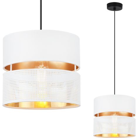 LAMPADA A SOSPENSIONE ASTI DUO NERO 1 PARALUME BIANCO ORO PIATTO TS 20CM (1/5)