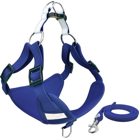 Reflective Adjustable Dog Harness, Discourages Pulling, Durable New Suede Pet Vest for Small and Large Dogs. (Blue, XS) (1/5)