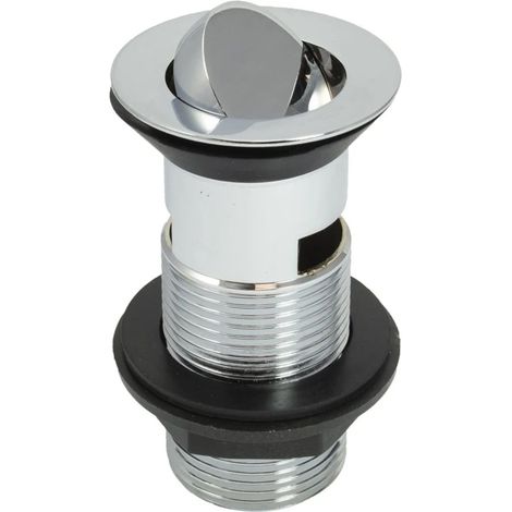 Modern Bathroom Flip Top Brass Basin Sink Waste Plug Slotted 1 1/4" BSP Chrome (1/3)