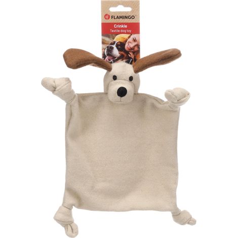 Jouet Couverture + Chien Peluche Beige – 26x6,3x30 cm – avec Bruit de Froissement – pour Chiens