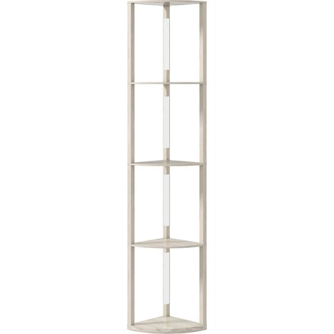 Lampadaire étagère LED Velor angle design bois clair (1/5)