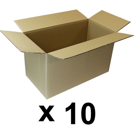 Gt Market – Lot de 10 cartons de déménagement double cannelure 53 x 28 x 30 cm – Épaisseur 6.5 mm – Charge utile 40 kg – Contenance 36 litres