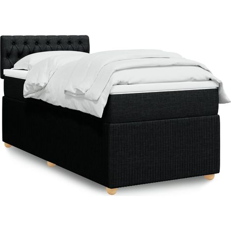 Lit simple - 80x200 cm, Sommier à lattes de lit et matelas Noir Tissu WFE610586 Maison Chic (1/5)