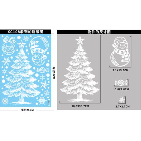 Autocollants de Noël pour le Nouvel An russe, autocollants pour sapin de Noël blanc, décorations de Noël électrostatiques, autocollants pour fenêtres représentant des scènes d'hiver enneigées