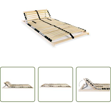 vidaXL Sommier en hêtre - Sommier à lattes sans matelas avec 28 lattes 7 zones 80x200 cm (1/5)