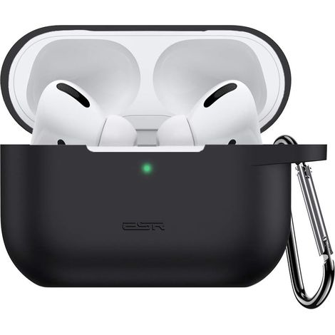 Custodia per AirPods PRO 1/2 in silicone nero resistente + moschettone (1/5)