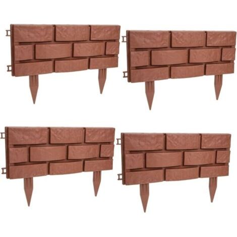 Clôture décorative de jardin – Lot de 4 bordures en plastique – Protection des jardins et pelouses – Design élégant et naturel