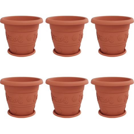 Maison Exclusive - Vasi per Piante 6 pcs Rosso Mattone Ø 39 x 32 cm Plastica