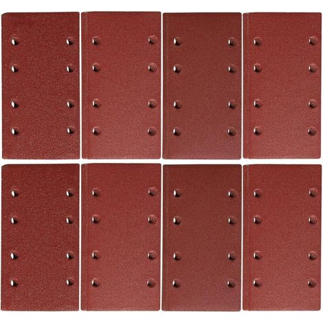 Lot de 10 feuilles abrasives 93 x 185 mm - Papier abrasif carré auto-agrippant 8 trous - 800 grains assortis - le polissage et l'élimination de la rouille (1/4)