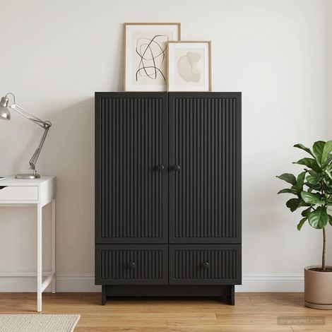 Aparador Negro 66 x 34,5 x 95 cm Madera de ingeniería (1/4)