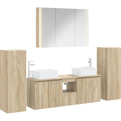 Ensemble de mobilier de salle de bain 6 pcs Chêne Sonoma vidaXL (1/5)