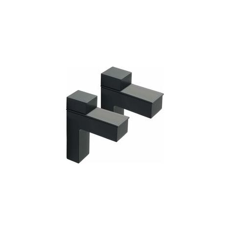 Lot de 2 supports d’étagère en verre réglables 5-30 mm, fixation murale, alliage de zinc, noir mat, Fonepro – (1/5)