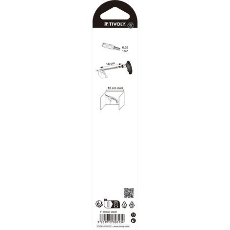 Tivoly • Portapunte flessibile • L180mm • Attacco esagonale Ø6,35mm Cambio rapido • Per accesso difficile