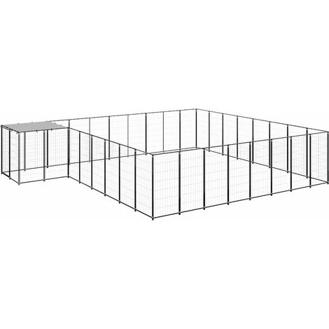 Maison Exclusive - Gabbia per Cani Nera 20,57 m² in Acciaio