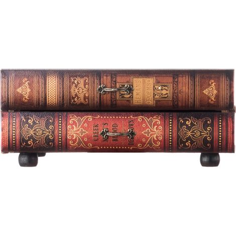 Rebecca Mobili Caja Decorativa Mini Cajonera Marrón 2 Cajones Mdf 13x30x21
