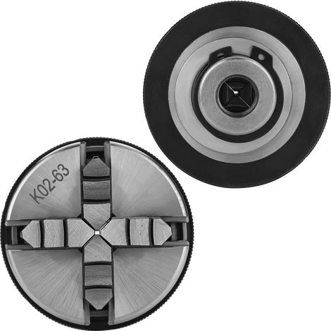 Mandrin de tour manuel à 4 mors K02-63/M14 à centrage automatique pour le travail du bois (1 pièce) (1/5)