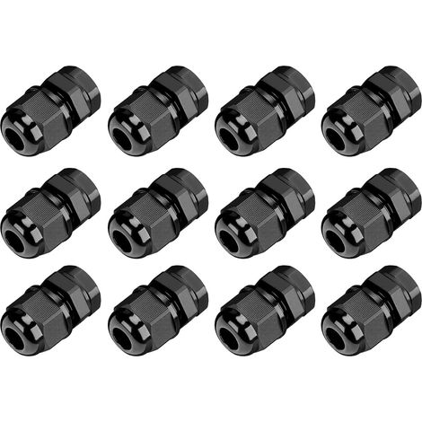 1/4 NPT Presse-étoupe noir, 12Pcs IP69 Adjustable 4-8mm/0.16-0.31inch Connecteur de boîte de jonction Joints en nylon avec rondelle, connecteurs Kit de prise de cordon noir (1/5)