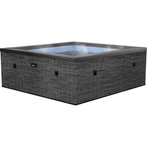 Netspa – Spa semi-rigide carré 6 places coloris flint grey – Système de chauffage intégré – Connectivité Wi-Fi – SPCLS6FG