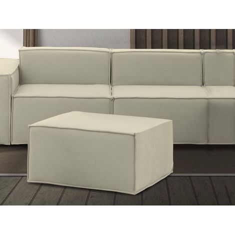 Dmora - Puff Dagoumé, Otomana de la sala de estar, 100% Made in Italy, Sillón relax en tela tapizada, 80x70h43cm, Beige (1/5)
