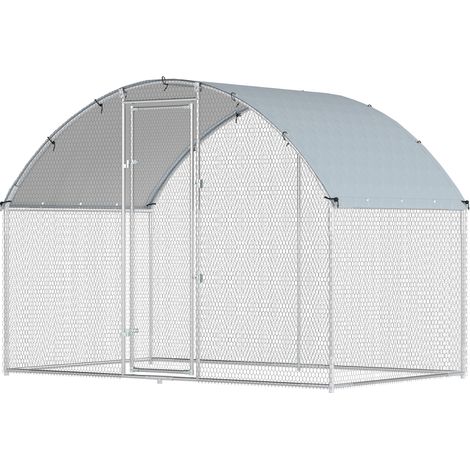 PawHut Pollaio da Esterno per Galline 2.8x1.7x1.9m Argento
