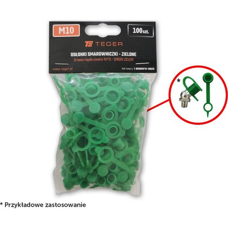 Juego de tapas para boquillas de engrase M10, color verde, marca Teger (se venden en paquetes de 100 unidades).
