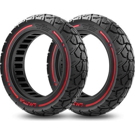 Pneu Plein 10x2.50-6.5 Offroad, 60/70-6.5 Pneu Increvable 10 Pouces Roue Pleine Trottinette pour Ninebot MAX G30 G30P G30LP G30D G30D 2, Zéro-Entretien & Haute Durabilité, (Fente 45mm), 2PCS (1/5)
