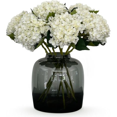 Hortensia Artificiel Lot de 8 Tiges Fleurs Artificielles Blanc Crème Déco Intérieure 52 cm - PANGIVO (1/5)