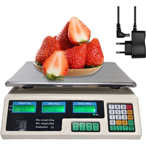 Balance de Cuisine Professionnelle 40kg Grande Balance Alimentaire Electronique Numérique de Précision 2g Acier Inoxydable et Comptage Tare Fonction Balance Aliments pour Charcuterie (1/5)