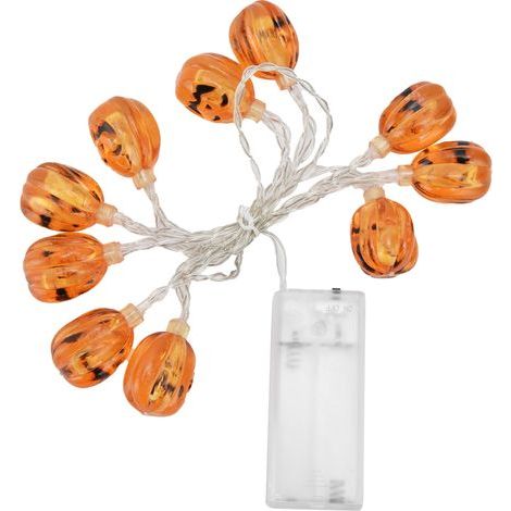 Guirlande lumineuse citrouille à 10 LED, fonctionne à piles, lampe décorative pour Halloween, idéale pour la maison, le jardin ou les fêtes. (1/5)