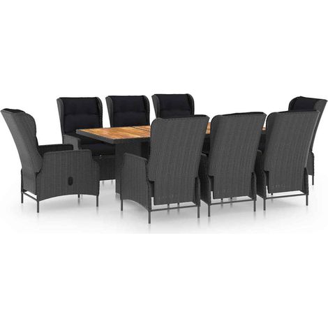 Maison Exclusive - Set da Pranzo Giardino 9 pz con Cuscini Polyrattan Grigio Scuro (1/5)