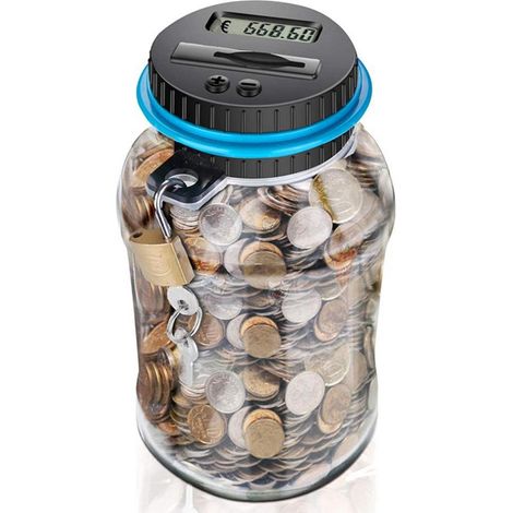Coffre à monnaie électronique numérique avec écran LCD, compteur intelligent et serrure à clé pour tirelire (1/5)