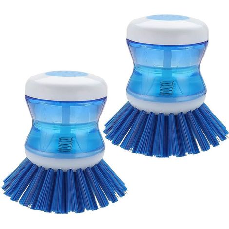 Brosse Distributrice De Savon - Réservoir Intégré 120 ml - Poils Mixtes Fermes Et Doux - Pour Vaisselle Casseroles Évier - 1 Pièce (1/4)