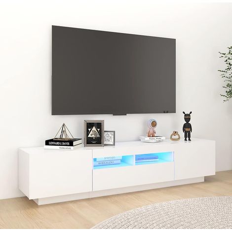 vidaXL TV Cabinet with LED Lights White 180x35x40 cm (1/5)