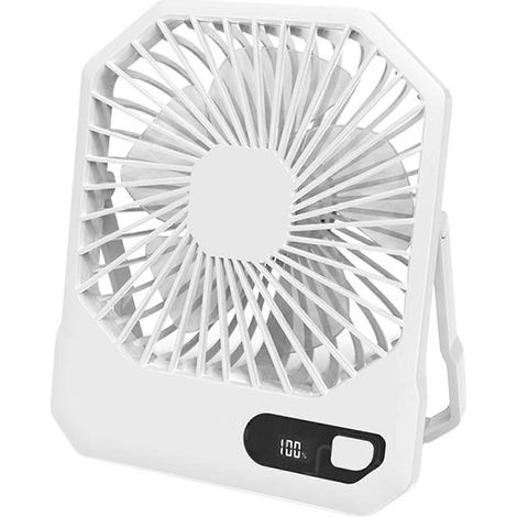 Ventilateur portable personnel/de bureau rechargeable par USB, flux d'air puissant et efficace pour le bureau et la chambre (blanc) (1/5)