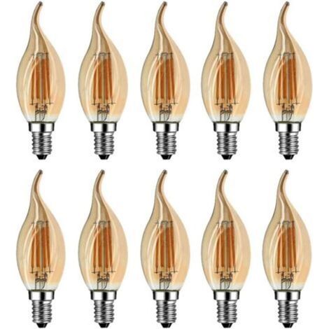E14 LED-Flammenlampe, 4 W, entspricht 40 W Halogen-/Glühlampe, Warmweiß 2700 K, versenkte LED-Kerzenflamme, 360° Strahl, CRI80, braunes Glas, 10 Stück [Energieklasse A++] (1/5)