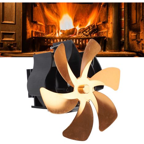 Ventilateur de cheminée, ventilateur thermique, poêle à pétrole, poêle à bois, ventilateur thermique auto-générateur, doré (1/5)