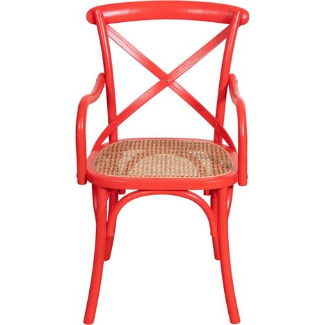 Stuhl mit Armlehnen im Thonet-Stil aus massiver Eschenholz mit Finish aus hellem Nussholz und Sitz aus Wiener Strohhalm