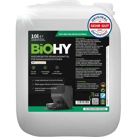 Produit de nettoyage pour robot aspirateur parfum d'orange (Bidon de 10l) - Spécialement conçu pour les stations de nettoyage - Prolonge la durée de vie de la station (Reinigungsstation) (1/5)