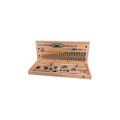 RUKO  juego  de  terrajas  y  machos  de  44  piezas  HSS  UNC  en  estuche  de  madera  245072
