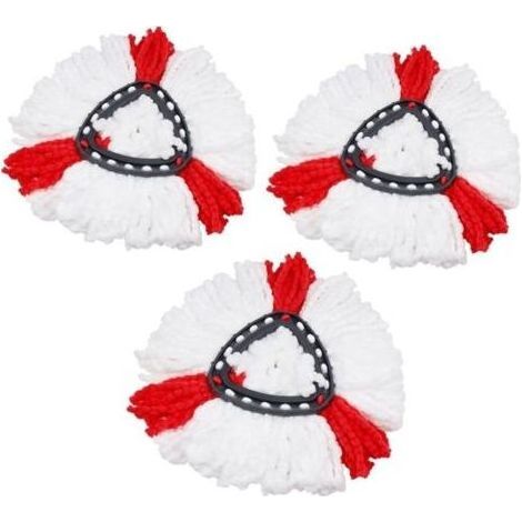 Tête de balai de rechange, recharges de têtes de balai en microfibre compatibles avec le balai turbo triangulaire(3 pièces rouges) (1/5)