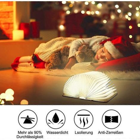 Lampe de lecture LED, 8 modes de couleur, lampe de lecture pliable en bois, lampe de table rechargeable USB, lampe de chevet, lampe décorative, pliable à 360° (1/5)