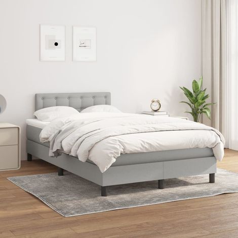 Lit Adulte Fonctionnel - Lit à sommier tapissier avec matelas pour Couchage Gris clair 120x200cm Tissu BV66303 (1/5)