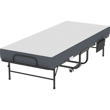 Klappbett 190 x 78 cm mit 9,5 cm Memoryschaum-Matratze, schwarzer Metallrahmen (1/5)