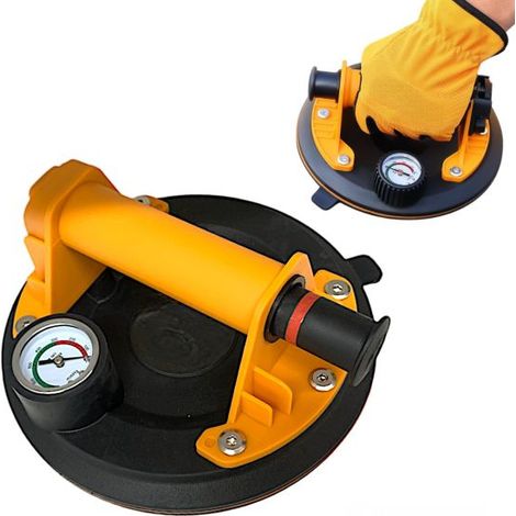 Ventosa Sollevatore con Manometro Carico Max 130Kg per Piastrelle Vetro Marmo (1/5)