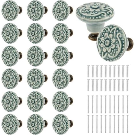 Set mit 20 Keramik-Türknöpfen – Dekorative Vintage-Schubladenknöpfe für Möbel (1/5)