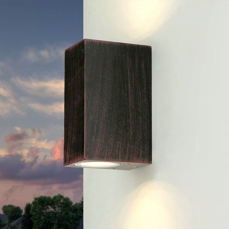 Außenleuchte Wand klein H:15,5 cm Aluminium Glas IP44 Balkon Garten Up Down 2x GU10 Outdoor Wandlampe