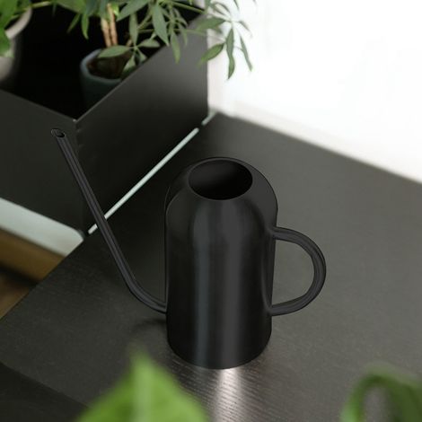 1,5-Liter-Gießkanne aus Edelstahl mit langem Ausguss für Gartenblumen und Pflanzen, schwarz (1/5)